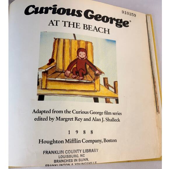 VTG 1988 CURIOUS GEORGE AT THE BEACH BY H.A REY AND MARGARET REY - Picture 2 of 4